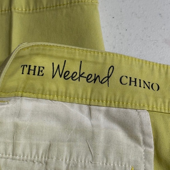Talbots The Weekend Chino Pants Petite Yellow Green Cotton Blend Flat Front 10P - Picture 3 of 9